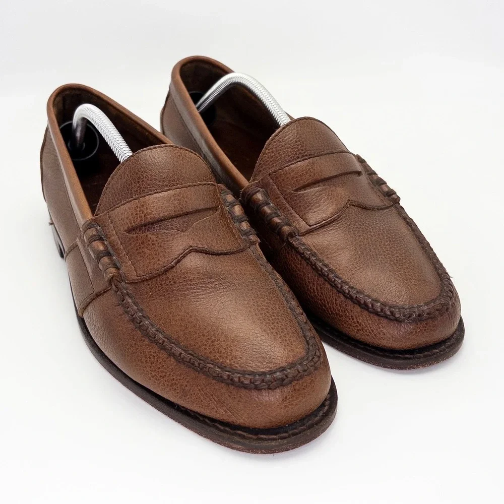 Polo Ralph Lauren Men's 11 EE Leather Penny Loafers Brown Made in Mexico Wide